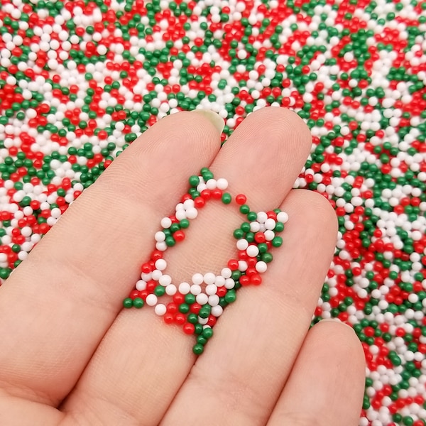 NON EDIBLE Christmas Crunch Holiday Glass Nonpareil Sprinkles, 2mm Fake Decoden Funfetti Nonpareil, Faux Caviar Beads, V91