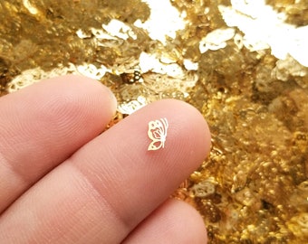 50 Tiny 6mm Gold Toned Hollow Butterfly Cabochons, Cute Kawaii Nail Butterfly Cabs, Nail Art Charm Resin Supplies, Resin add-on #1473
