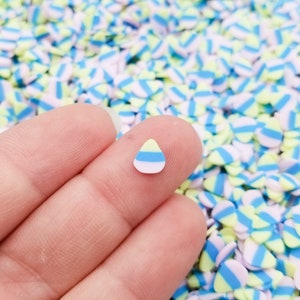 PASTEL CANDY CORN Halloween Blue Yellow White Sprinkle Slices, Polymer Clay Fake Bake, Fimo Table Scatter Confetti R84