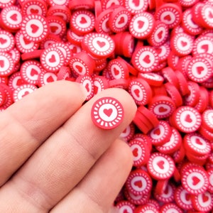 Large Valentine Heart Poker Chip Slice Polymer Clay Fake Sprinkles, Fimo Fake Sprinkle Slice Mix, Decoden Table Scatter Confetti N52