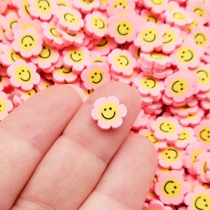 Pink Smiley Polymer Clay Blumen Streusel, Fimo Fake Streusel, Gießharz Verzierung, Dekoden Funfetti Jimmies, Osterdeko, P108
