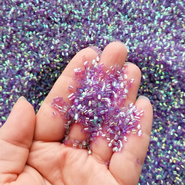 Lilac Purple Iridescent Crispy Bingsu Beads for Crunchy Slime, Iridescent Straw Beads, 3D Glitter, Slime Supply,