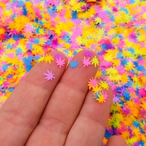 Mehrfarbiger Matter Neon Dayglow Topf Blatt Marihuana Form Glitter, 420 Kawaii Shaker Glitter, lösungsmittelbeständig, U183