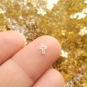 50 Tiny 5mm Gold Toned Cross Cabochons, Cute Kawaii Nail Cabs, Nail Art Charm Resin Supplies, Resin add-on #1475