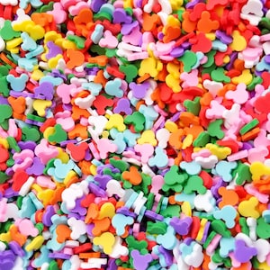RAINBOW MOUSE EARS, Pastel Mouse Ears Sprinkle Mix,Polymer Clay Fake Sprinkles, Decoden Funfetti Jimmies E71