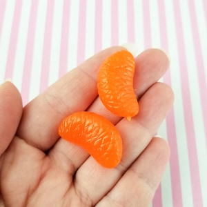 6 3D-miniatuur nep cabochons met sinaasappelschijfjes, nepgebakken flexibele siliconen cabines, #091