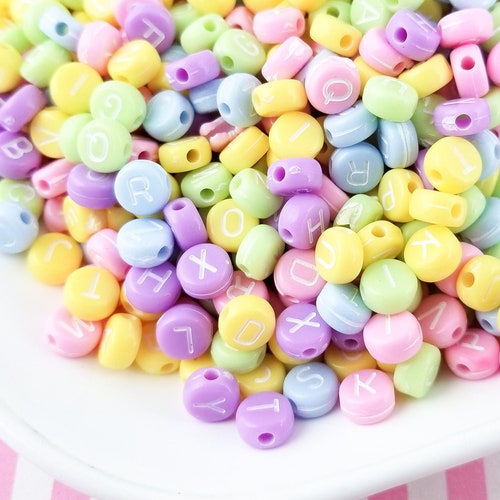 100 Pastel 7mm Alphabet Beads Acrylic Pastel Letter Beads J36 Etsy