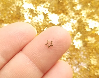50 Tiny 4mm Gold Toned Metal Star Cabochons, Cute Kawaii Nail Star Cabs, Charm Resin Supplies, Resin add-on #1480