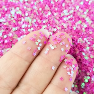 Fuchsia Purple Iridescent Shift Star Glitter, Kawaii Decoden Glitter, Resin Embellishment, Slime Toppings, #U84