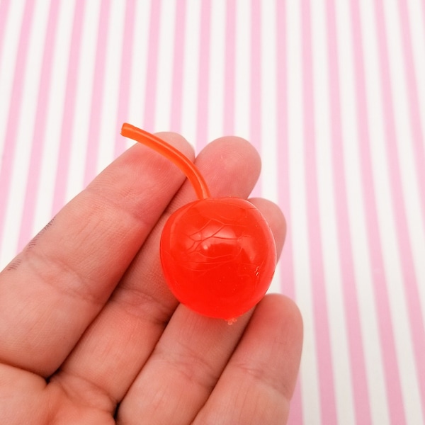 Six 3D Large Life-size Cherry Cabochons, Giant Squishy Silicone Cabs, #089