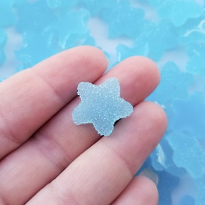 6 blauwe zachte cabochons met plaksteen en gesuikerde ster, kawaii cabochons met platte achterkant, gummi snoepjes, schattige jelly decoden fruit snoepcabines 637