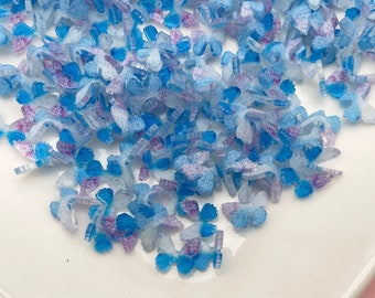 10 små blå resin-nagelfjärilar med platta baksida cabochoner, platta baksida 8 mm akrylplastfjärilar, nageldekaler med kablar, #1719