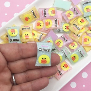 5 cabujones de resina de base plana de 26 mm con forma de patito pastel, estilo cabujones de plástico acrílico con base plana de patito kawaii n.° 1214b