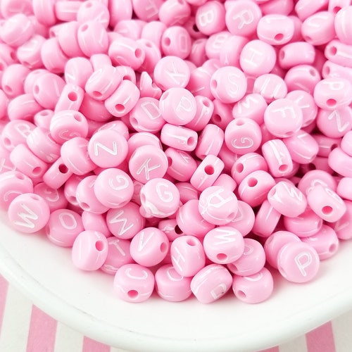 100 Pastel 7mm Alphabet Beads Acrylic Pastel Letter Beads J36 Etsy
