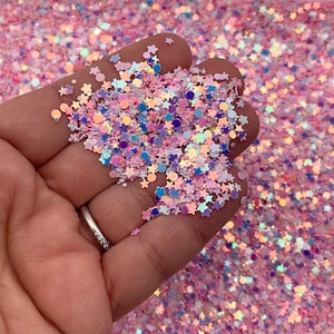 Purpurina iridiscente AB rosa de formas variadas, Elige la cantidad, Mezcla mezcladora, Purpurina Kawaii F802