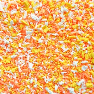 Candy Corn Crumble, Halloween Fruity Pebbles Polymer Clay Candy Multicolor Fake Sprinkles, Colorful Rainbow Flake Shavings, V210