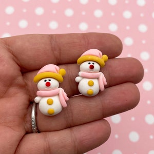 6 Happy Snowman Cabochons, Cute Holiday Christmas Cabs, Christmas Cabochons, #DH119a