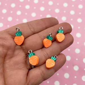 10 Polymer Clay 17mm Carrot Slice Pendant, Cute Vegetable Fimo Dangle Charms, 10x17mm Diy Kids Crafts 971