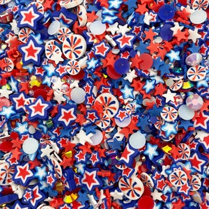 Fireworks and Sparklers, Fourth of July Fake Polymer Clay Sprinkles, Inedible Polymer Clay Sprinkles, Decoden Resin Rhinestones V39