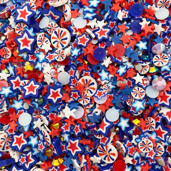 Fireworks and Sparklers, Fourth of July Fake Polymer Clay Sprinkles, Inedible Polymer Clay Sprinkles, Decoden Resin Rhinestones V39