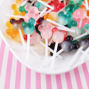 3 petits cabochons de sucettes en résine marbrée de 45 mm, oreilles de souris, sucettes, cabochons à ventouses en plastique acrylique faux bonbons kawaii, #1079