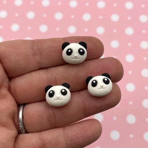 6 Cabochões fofos de urso panda de resina de 12 mm com fundo plano, pandas kawaii de acrílico e plástico com fundo plano #1286