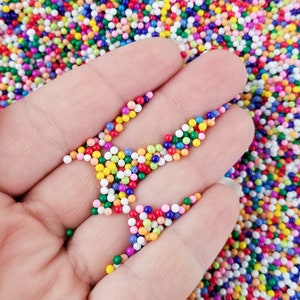 NON EDIBLE Faux Rainbow Glass Nonpareil Sprinkles, 2mm Pick Your Amount, Decoden Rainbow Funfetti Jimmies, Faux Caviar Beads, G49 image 1