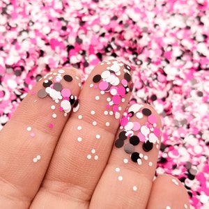 Pretty In Punk Solvent Resistant Bubble Glitter, Black White Pink Multicolor Round Circle Glitter, Nail Art Shaker Mold & Resin Glitter F622