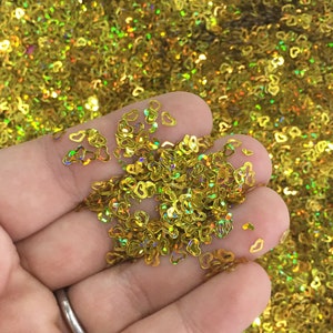 Gold Holographic 4mm Hollow Floating Heart Glitter, Holo Heart Glitter, Table Scatter Shaker Tumbler Fill, Pick Your Amount U64
