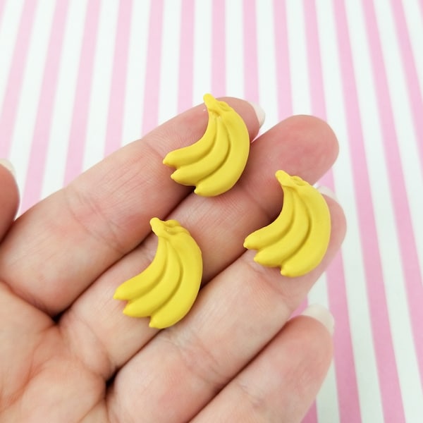 8 Matte Banana Bunch Cabochon, Hand of Bananas Cab, Resin Fruit Cabochons, Resin Cab, #1292