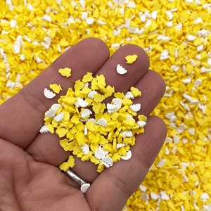 Chispas de arcilla polimérica con forma de pollito, no comestibles, para Pascua, para hornear, para mesa de Fimo, para esparcir confeti, para rellenar con agitador y vaso (V54)