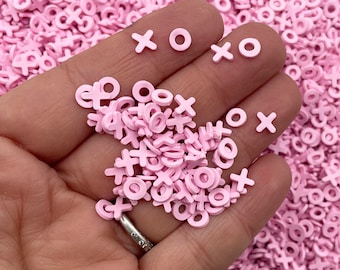 Valentines Day Pink XOXO Polymer Clay Non Edible Sprinkles, Fake Polymer Clay Girly Love Sprinkles N8