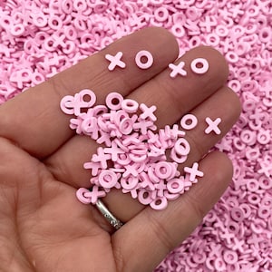 Valentinstag Pink XOXO Polymer Clay Nicht essbare Streusel, Fake Polymer Clay Girly Love Streuteile N8