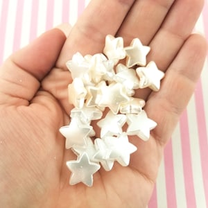 20 Ivory Pearl Star Beads, 14mm Kawaii beads J158