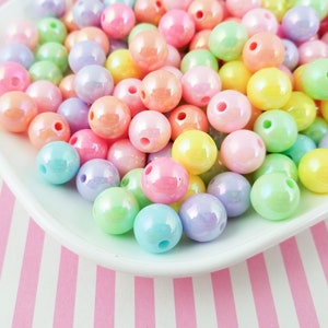 25 12mm Assorted Pastel Iridescent Bubble Gum Beads, Chunky Gumball Beads, J127