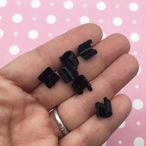 50 Glue On Black Button Back Plastic Hair Tie Bails, Ponytail Holder, Elastic Hair Band Blanks , Flat Pad Jewelry Findings, H471