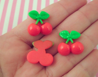 6 pequeños cabujones de cereza de resina roja con base plana, cabujones de plástico acrílico con base plana n.° 727a