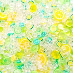 100 Grams Iced Lemon Lime Crush Fishbowl Resin Shaker Sprinkle Mix, Polymer Clay Fake Slices,  Sugar Scrub Fishbowl Resin Cubes