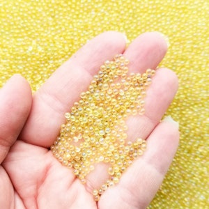 Iridescent Yellow Clear Glass Assorted ROUND Microbeads, 2-2.5mm No Hole Seed Beads Sprinkle Toppings, Pick Your Amount, G183