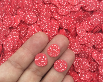 Larges size 10mm Pepperoni Sprinkle Polymer Clay Kawaii Fake Slices, Fimo Fake Meat Sprinkle Mix, R178