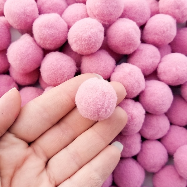 Fifty 20mm Mauve Pink Mochi Balls, Pom Poms, Approx. 50 Pieces for Crafts and Slimes