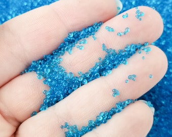 Blue Glass Assorted Microbeads, Multisize No Hole Seed Beads Sprinkle Toppings, Pick Your Amount, P273