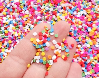 3mm Mini Rainbow Polymer Clay Round Confetti Sprinkles, Fake Sprinkles, Not Edible Decoden Funfetti Rainbow Jimmies, E17