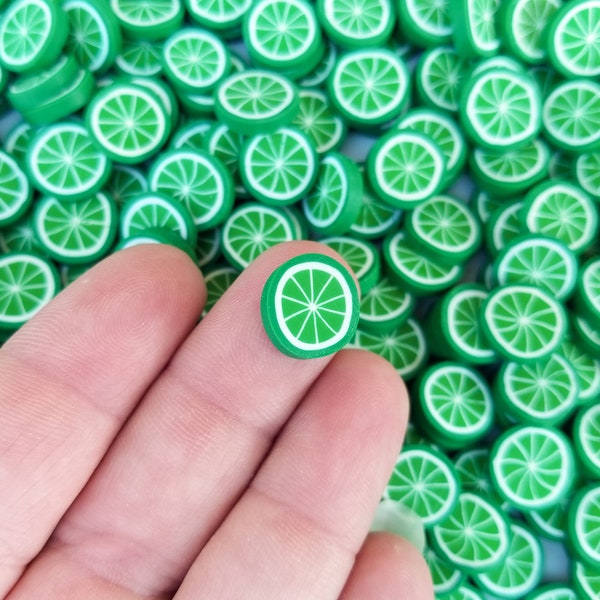 Large Polymer Clay Lime Fruit Slices, Nail Art Slices, Faux Fruit, Miniature Fruit, R8