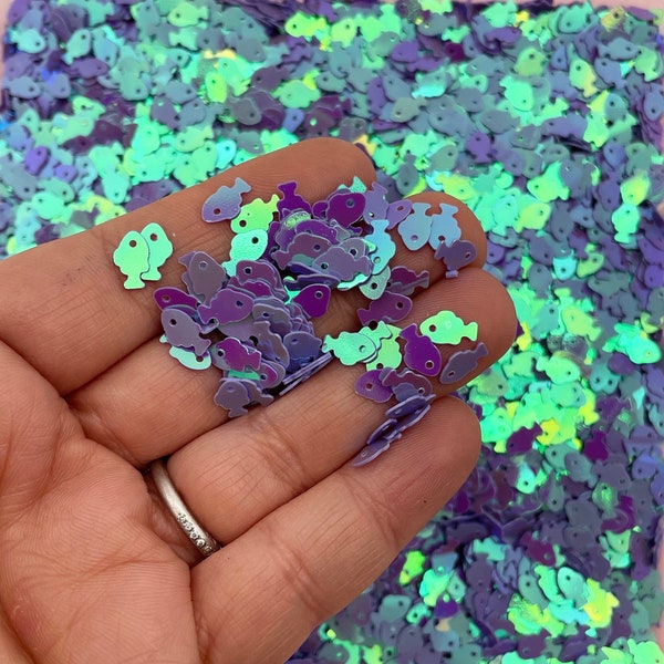 Blue Purple Iridescent Shift Fish Glitter, Ocean Glitter, kawaii shaker glitter,  Pick Your Amount, U59