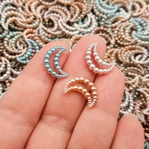 20 Pequenos Tons de Praia Areia e Céu Azul e Castanho Flatbacked Pequenos Perolados Lua Aberta Cabochões de Plástico Acrílico, Resina Celular Deco, #1202