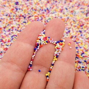 NON EBIBLE Faux Rainbow Nonpareil Sprinkles, 1mm, Pick Your Amount, Decoden Rainbow Funfetti Jimmies, Faux Resin Caviar Beads G193