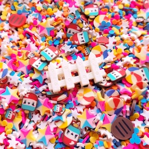 That Summer Something, Fake Polymer Clay Sprinkles with resin cab, Inedible Rainbow Polymer Clay Sprinkles, Decoden Funfetti Jimmies E172