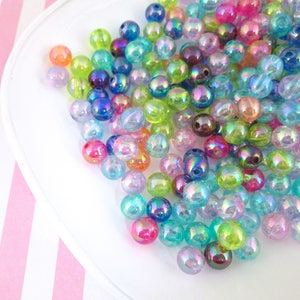 50 Iridescent Round Beads Fairy Kei Beads 8mm Beads J120