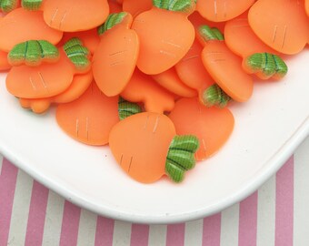 10 Flatbacked Soft PVC Carrot Cabochons, Flat Backed Veggie Vegetable Cabs #1644